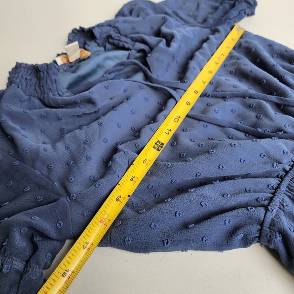 Monteau Women's Blue Swiss Dot Dress Fit Flare Ruffled Short Sleeve Sz S - Picture 9 of 13